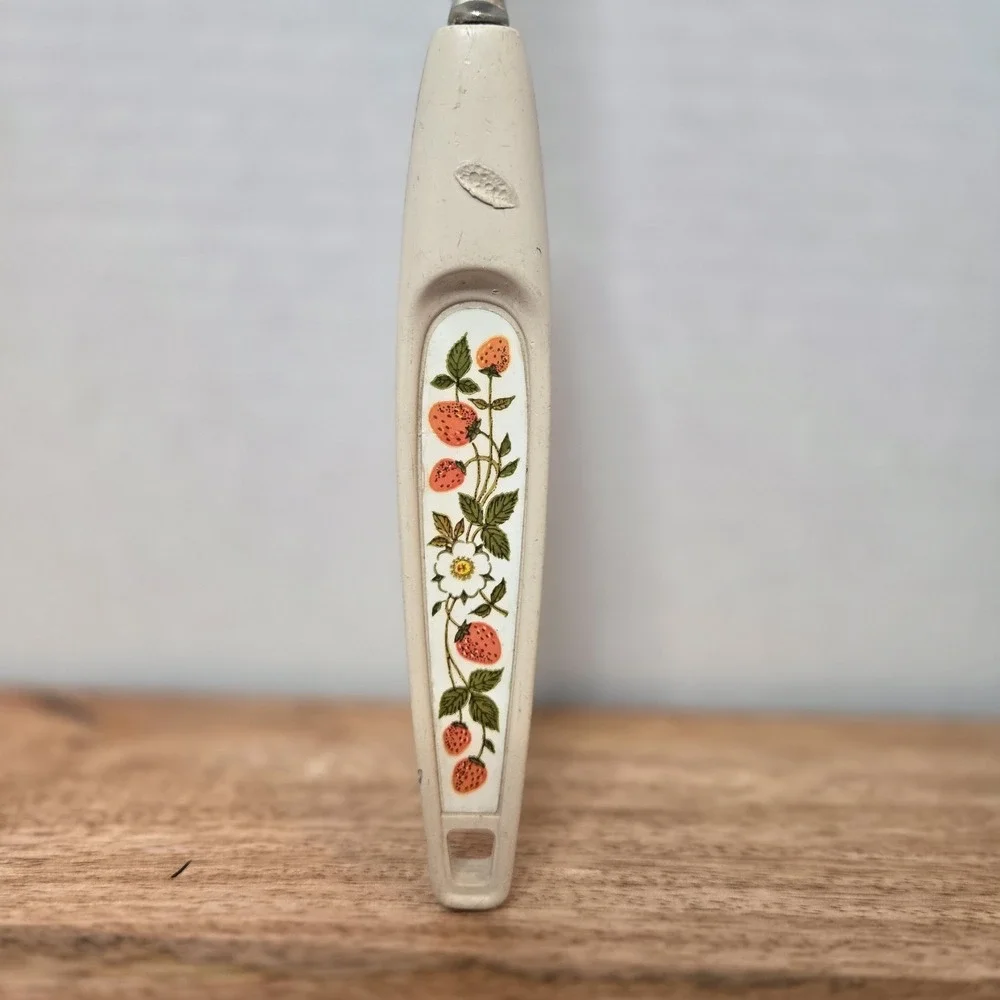 Ekco Vintage Strawberries Chrome Meat Fork